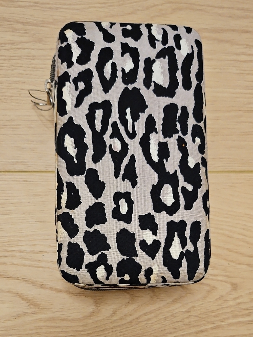 Leopard Print Women's Jewelry Travel Case - Black and Cream